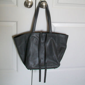 DKNY Gray Leather Tote Handbag w/ Studded Straps